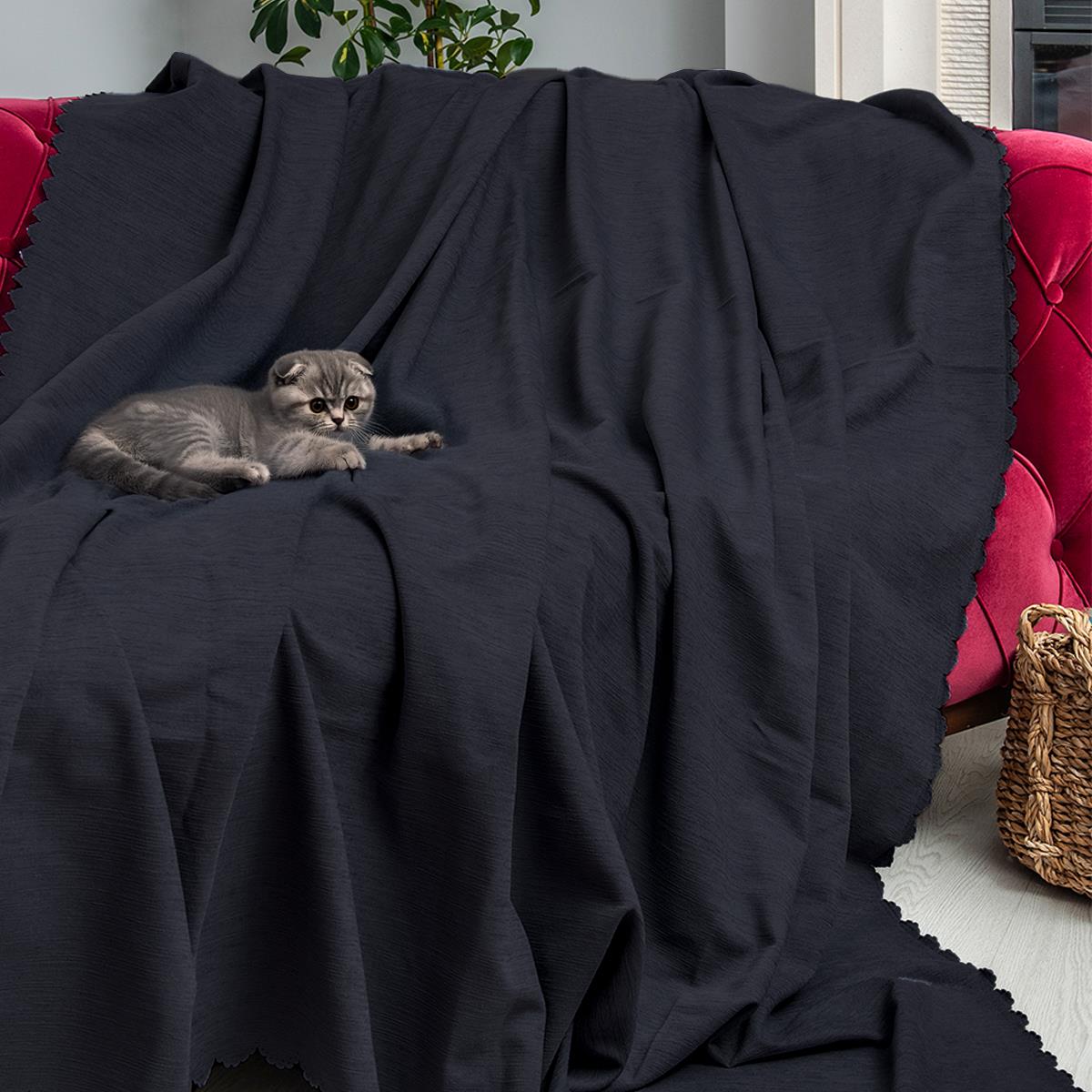 Kaymaz Koltuk Örtüsü Çift Taraflı Mikrofiber Şönil 175x350 cm XL- Antrasit – Kedi Köpek ve Çocuk Dostu