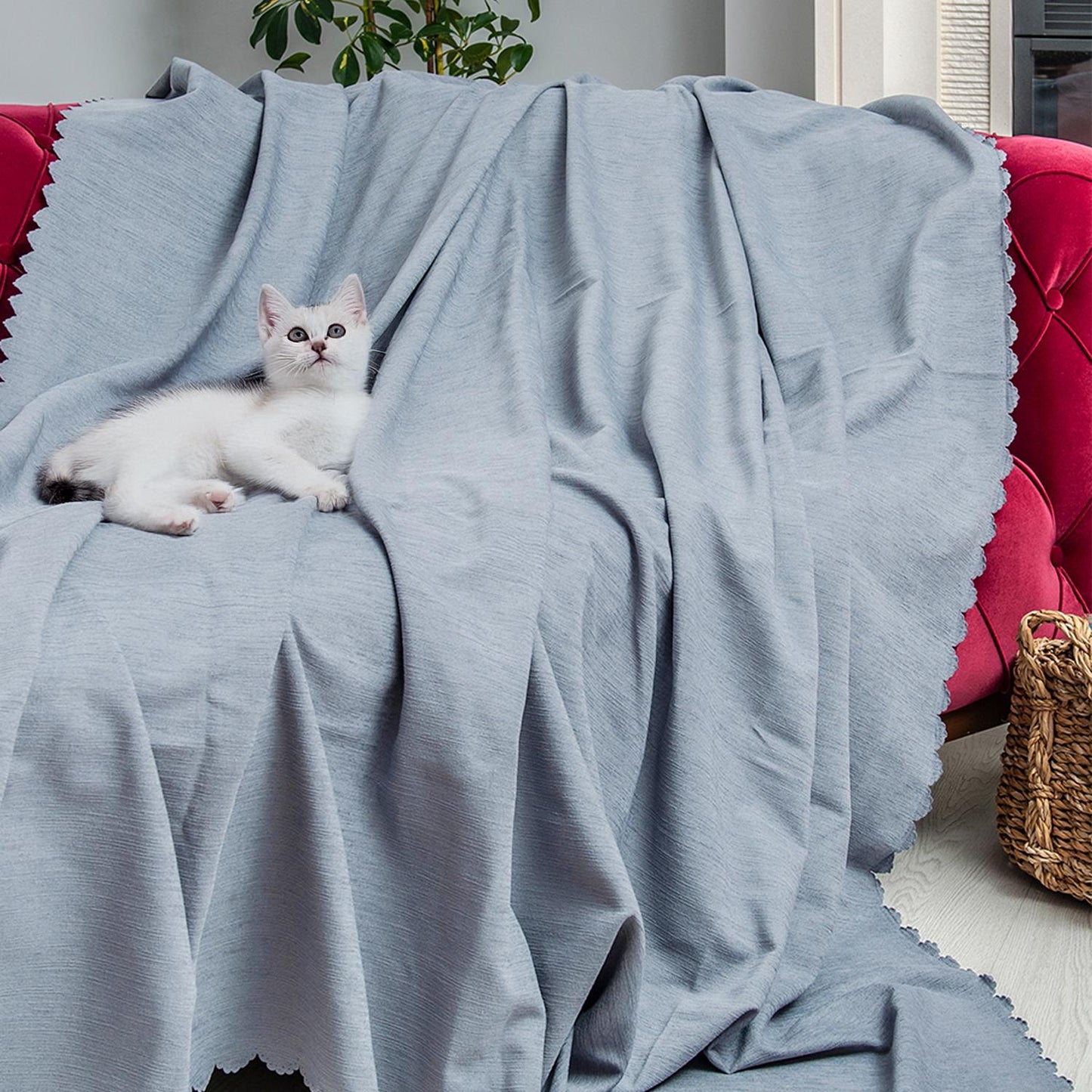 Kaymaz Koltuk Örtüsü Çift Taraflı Mikrofiber Şönil 175x350 cm XL- Bulut – Kedi Köpek ve Çocuk Dostu
