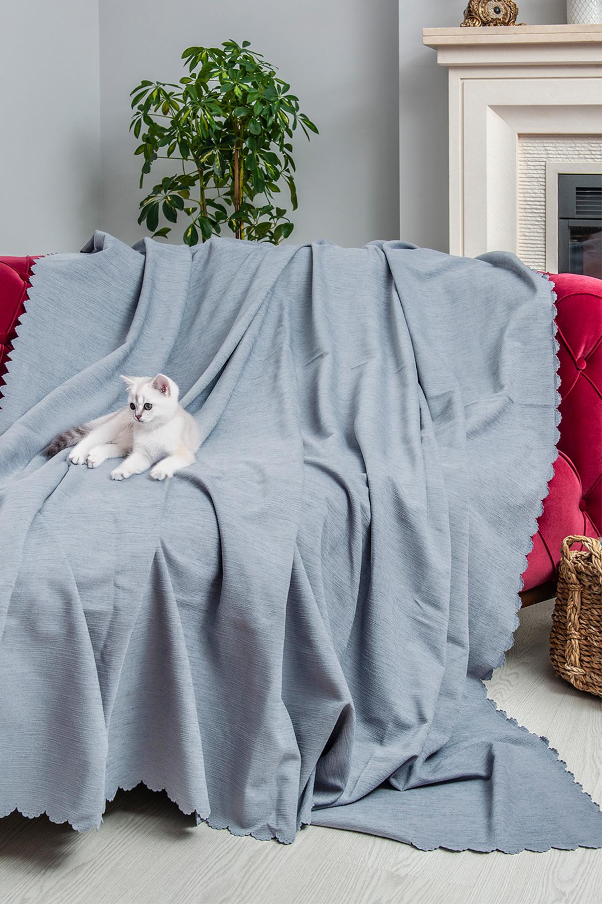 Kaymaz Koltuk Örtüsü Çift Taraflı Mikrofiber Şönil 175x350 cm XL- Bulut – Kedi Köpek ve Çocuk Dostu
