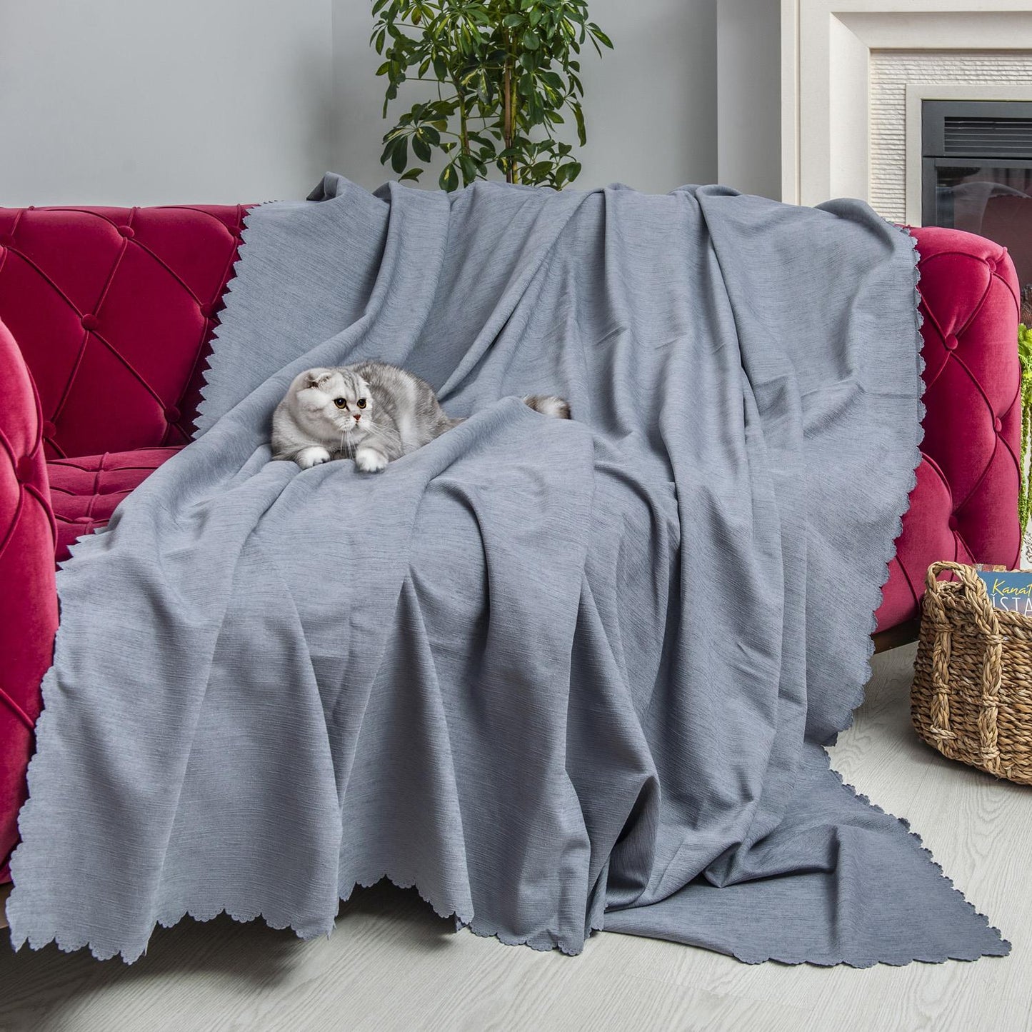 Kaymaz Koltuk Örtüsü Çift Taraflı Mikrofiber Şönil 175x350 cm XL- Gri – Kedi Köpek ve Çocuk Dostu