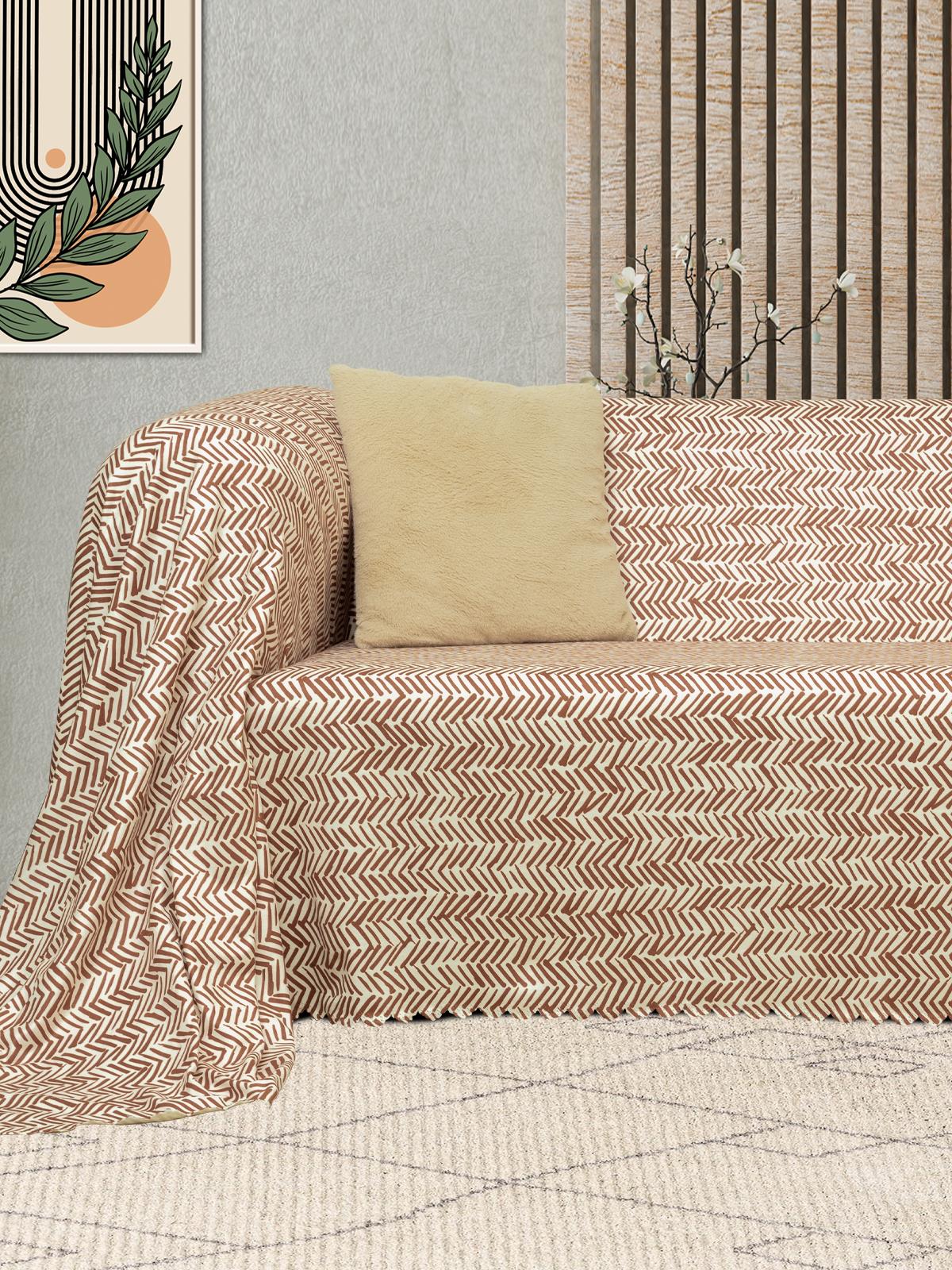 SoftMicro İskandinav Desenli Boho 130x180 cm Koltuk Örtüsü Şalı, Kanepe Örtüsü, Tv Battaniyesi Kiremit Rengi