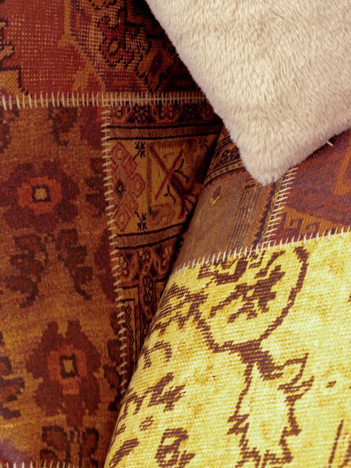 SoftMicro Etnik Desenli Boho 180x300 cm Koltuk Örtüsü Şalı, Kanepe Örtüsü, Tv Battaniyesi Kiremit Rengi