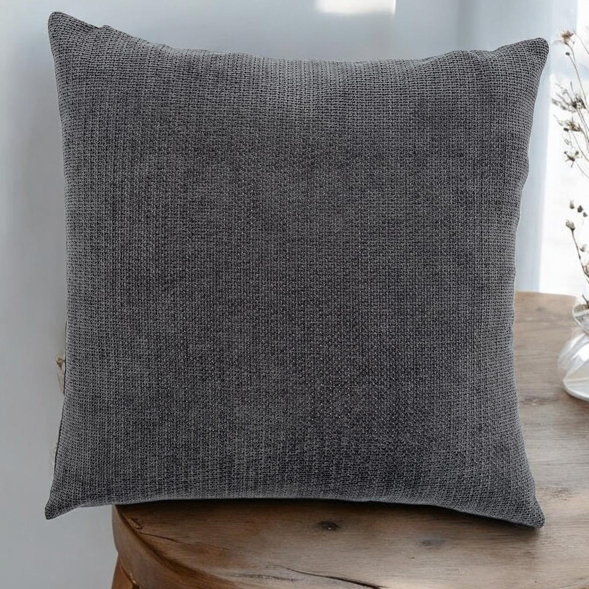 Urban Minimal Dekoratif Kırlent Kılıfı Yastık Kılıfı Yumuşak Kalın Gramajlı Şönil Kumaş 43x43cm Antrasit