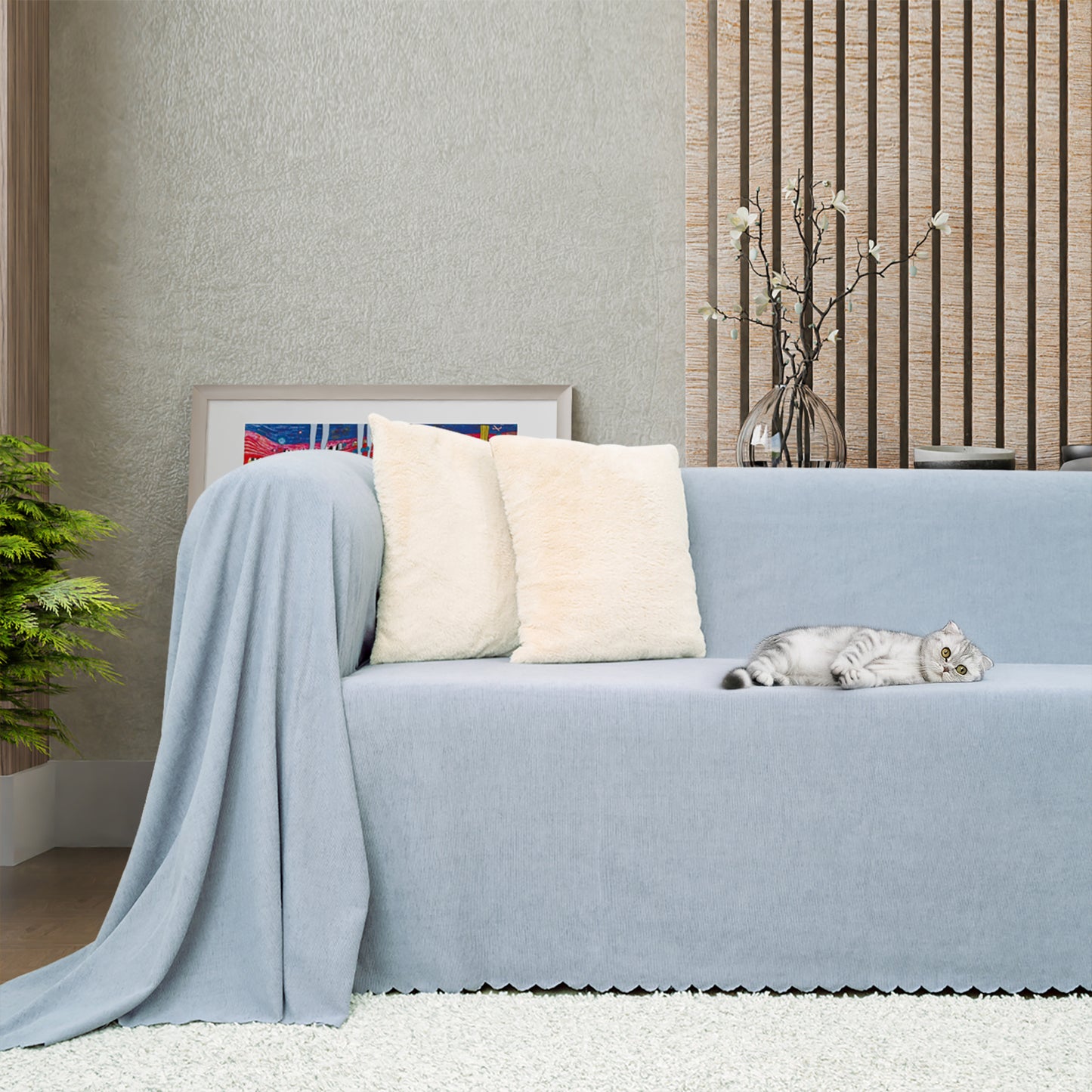 Latuda - Şönil Çift Taraflı Kaymaz Çekyat Örtüsü ve Koltuk Şalı