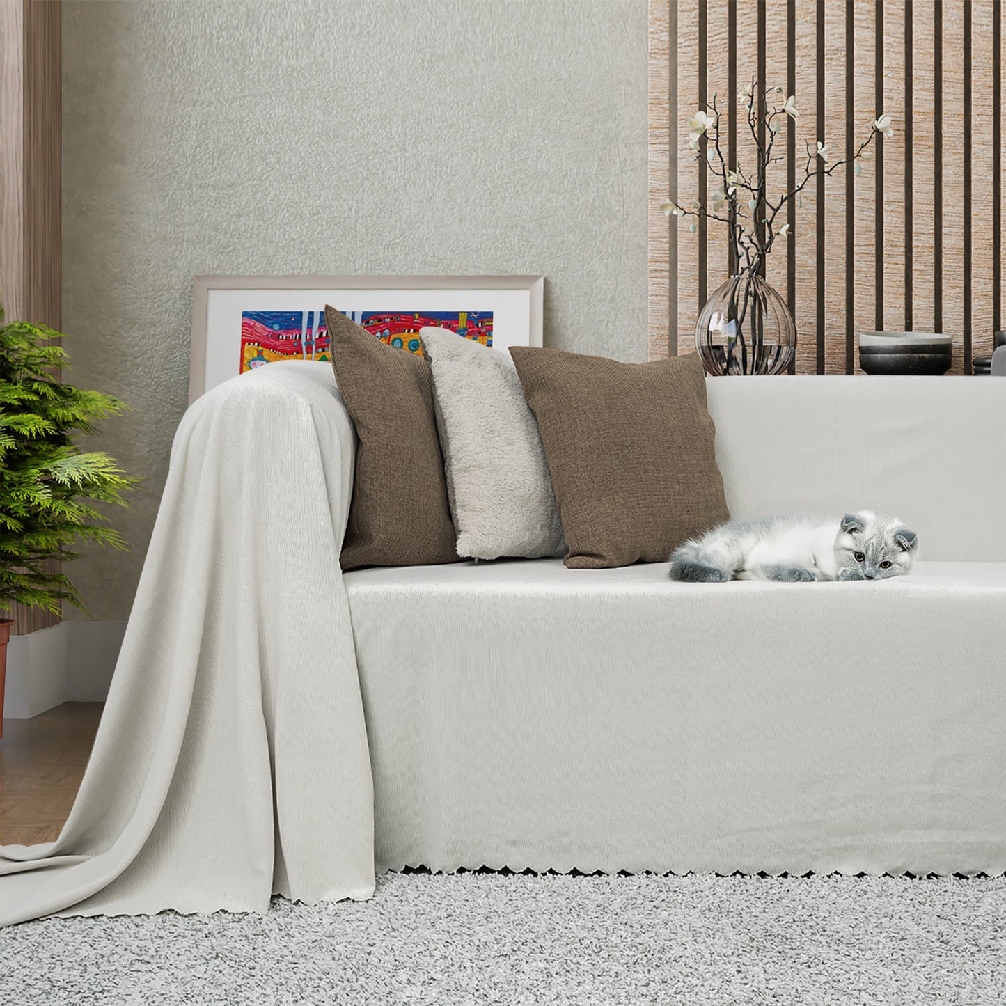 Latuda - Şönil Çift Taraflı Kaymaz Çekyat Örtüsü ve Koltuk Şalı