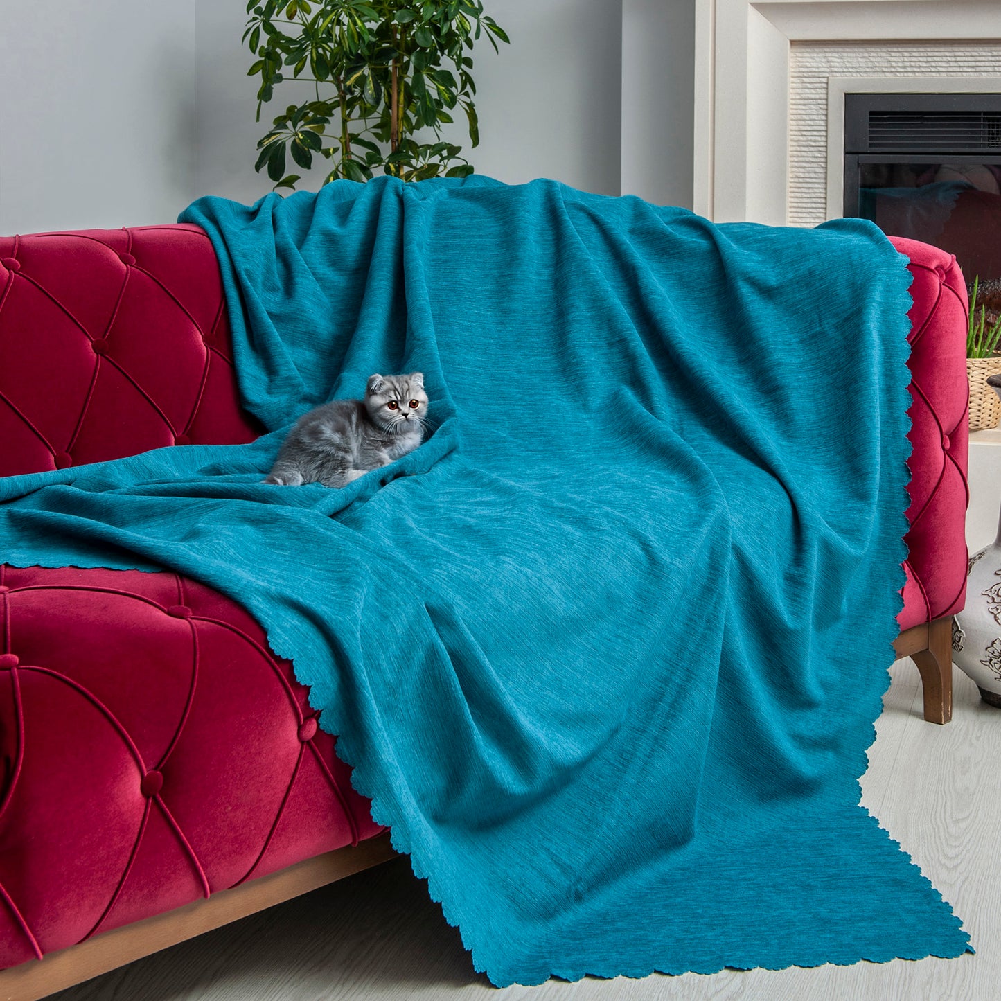 Latuda - Şönil Çift Taraflı Kaymaz Çekyat Örtüsü ve Koltuk Şalı