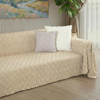 Ponela Koltuk Örtüsü Kaymaz Bohem Punch Kabartmalı 3 Boyutlu 175x300 cm ( Large ) Kaymaz, Bej