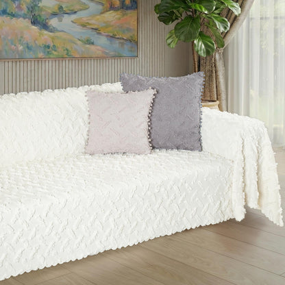 Ponela Koltuk Örtüsü Kaymaz Bohem Punch Kabartmalı 3 Boyutlu 175x300 cm ( Large ) Kaymaz, Ekru