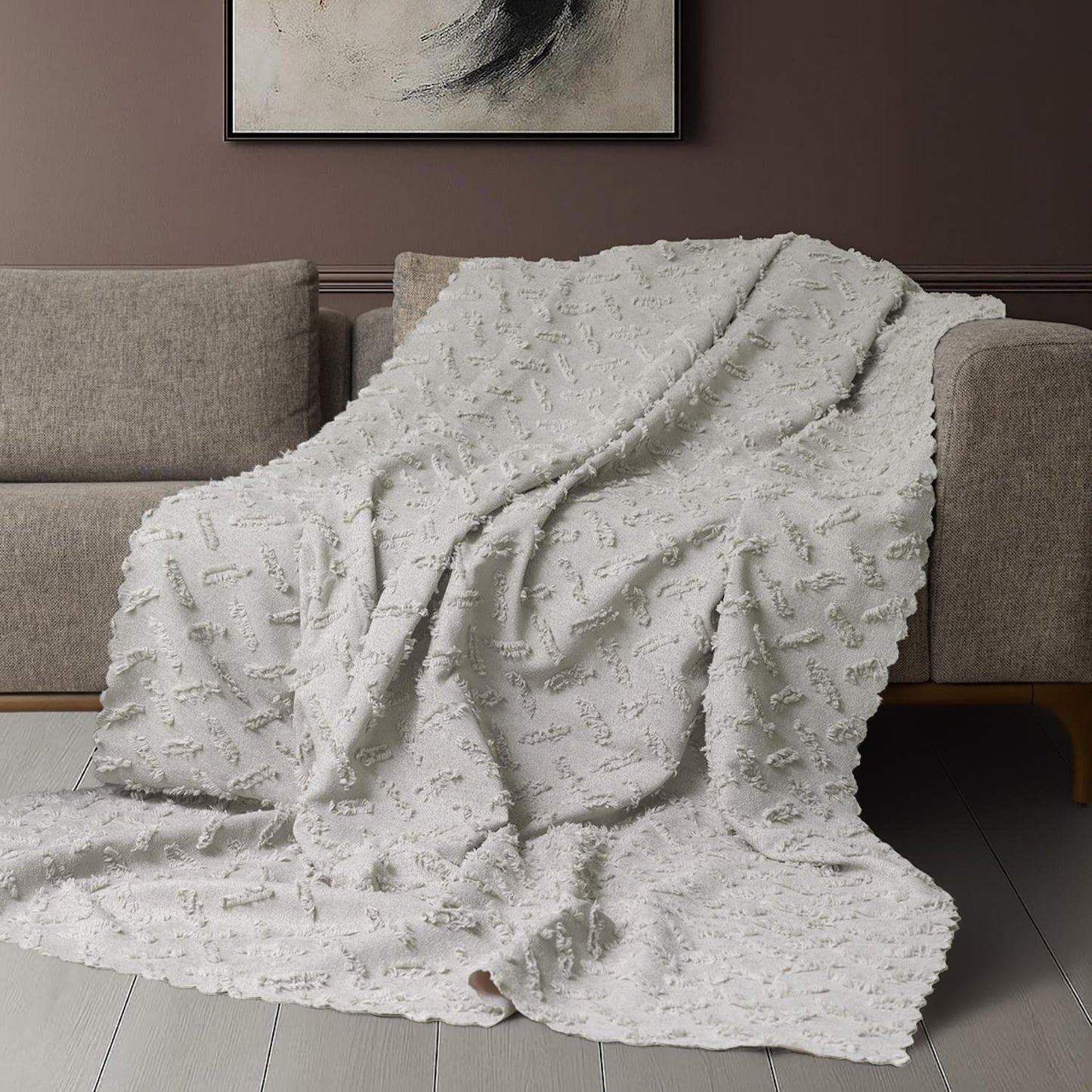 Ponela Koltuk Örtüsü Kaymaz Bohem Punch Kabartmalı 3 Boyutlu 175x350 cm ( X- Large ) Kaymaz, Kil