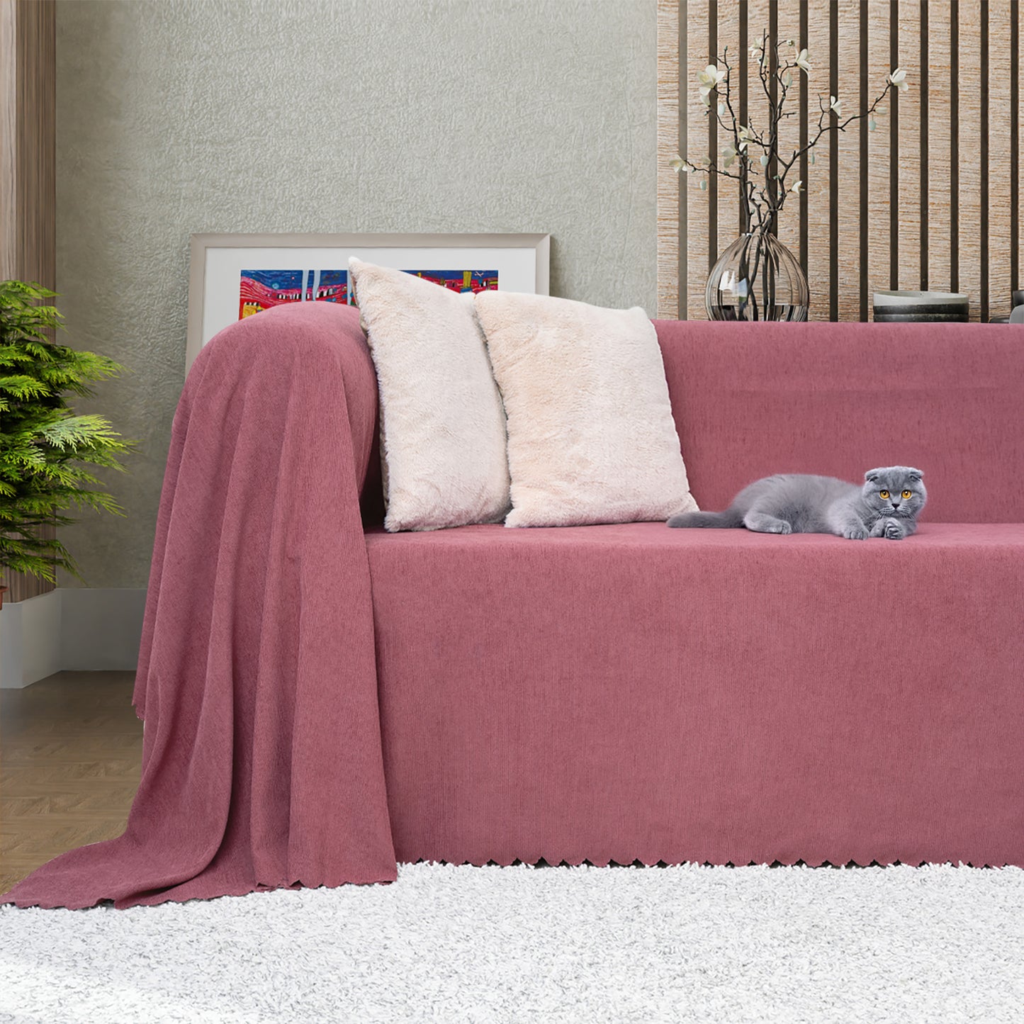 Latuda - Şönil Çift Taraflı Kaymaz Çekyat Örtüsü ve Koltuk Şalı