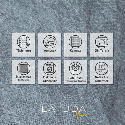 Jakarlı Şönil Koltuk Örtüsü  | Çekyat Örtüsü | Koltuk Şalı 110x175 2 Ad. Kaymaz Bulut