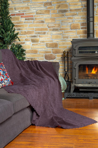 Jakarlı Şönil Koltuk Örtüsü  | Çekyat Örtüsü | Koltuk Şalı 110x175 2 Ad. Kaymaz Gül Kurusu