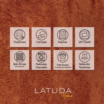 Jakarlı Şönil Koltuk Örtüsü  | Çekyat Örtüsü | Koltuk Şalı 110x175 2 Ad. Kaymaz Kiremit