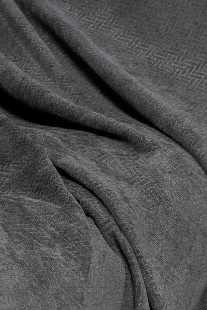 Jakarlı Şönil Koltuk Örtüsü  | Çekyat Örtüsü | Koltuk Şalı 175x215 Kaymaz Gri