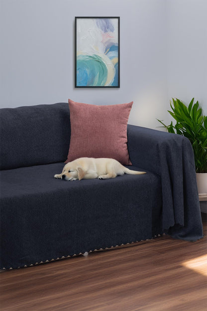 Jakarlı Şönil Koltuk Örtüsü  | Çekyat Örtüsü | Koltuk Şalı 175x300 Kaymaz Antrasit