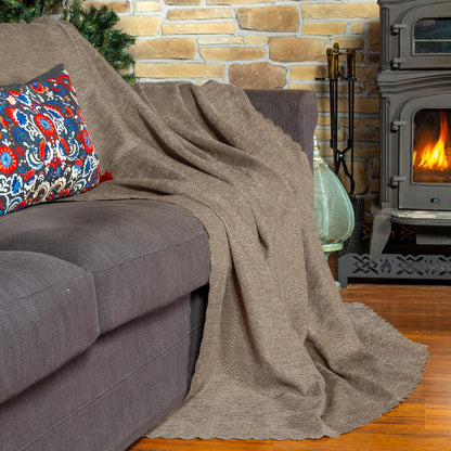 Jakarlı Şönil Koltuk Örtüsü  | Çekyat Örtüsü | Koltuk Şalı 175x300 Kaymaz Bej