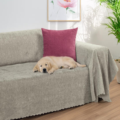 Jakarlı Şönil Koltuk Örtüsü  | Çekyat Örtüsü | Koltuk Şalı 175x300 Kaymaz Kil