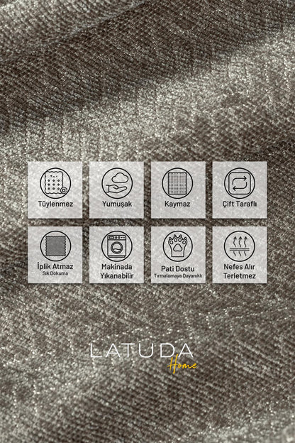 Jakarlı Şönil Koltuk Örtüsü  | Çekyat Örtüsü | Koltuk Şalı 175x300 Kaymaz Kil