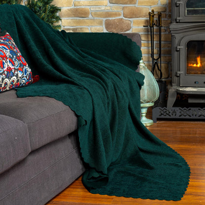 Jakarlı Şönil Koltuk Örtüsü  | Çekyat Örtüsü | Koltuk Şalı 175x300 Kaymaz Zümrüt