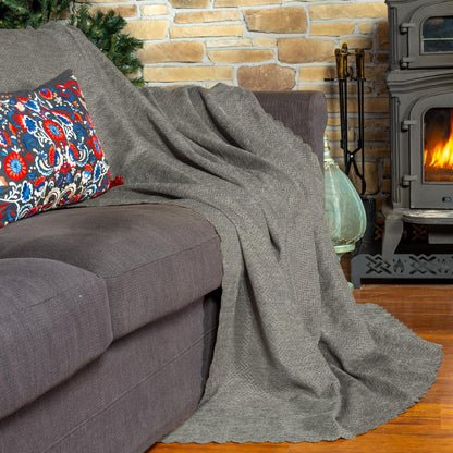 Jakarlı Şönil Koltuk Örtüsü  | Çekyat Örtüsü | Koltuk Şalı 175x350 Kaymaz Kil