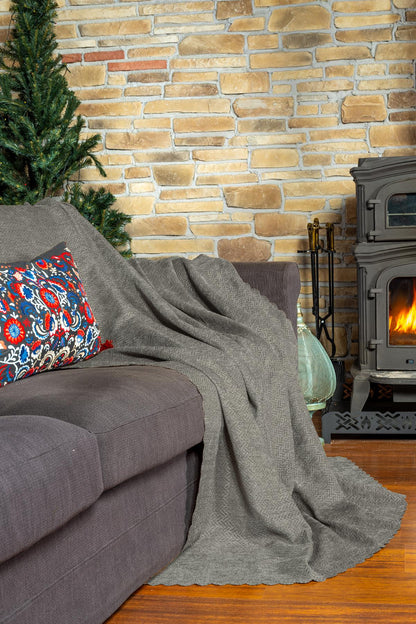 Jakarlı Şönil Koltuk Örtüsü  | Çekyat Örtüsü | Koltuk Şalı 175x350 Kaymaz Kil