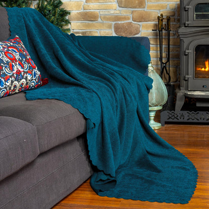 Jakarlı Şönil Koltuk Örtüsü  | Çekyat Örtüsü | Koltuk Şalı 175x350 Kaymaz Turkuaz