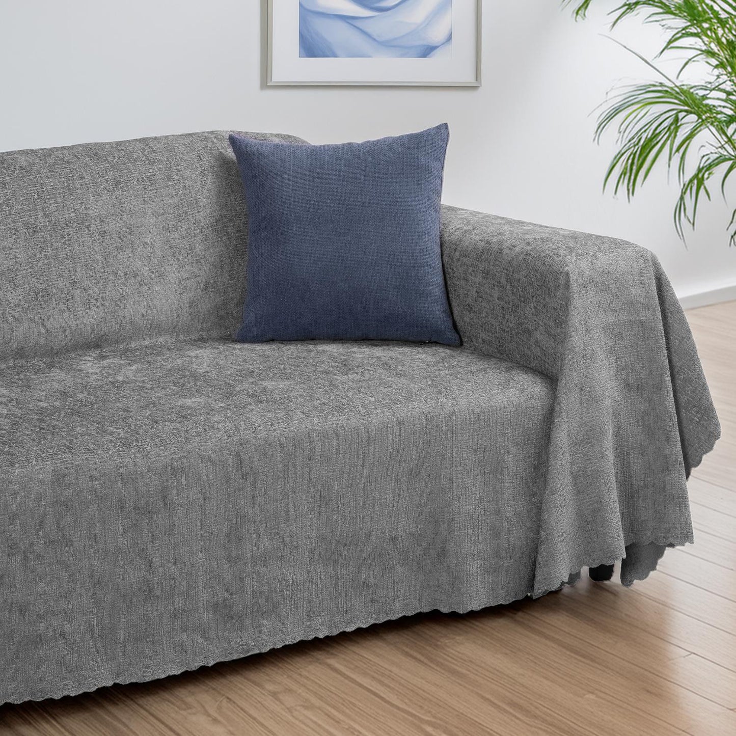 Premium Koltuk Örtüsü 175x300 LARGE Gramajlı Jakarlı Şönil Kurşun | Kanepe Örtüsü |  Kaymaz