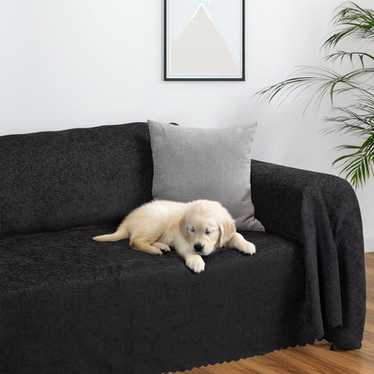Premium Koltuk Örtüsü 175x350 XLARGE Gramajlı Jakarlı Şönil  Antrasit| Kanepe Örtüsü |  Kaymaz