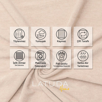 Kaymaz Koltuk Örtüsü Çift Taraflı Mikrofiber Şönil 175x350 cm XL- Camel – Kedi Köpek ve Çocuk Dostu