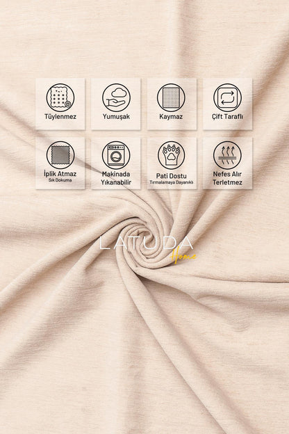 Kaymaz Koltuk Örtüsü Çift Taraflı Mikrofiber Şönil 175x350 cm XL- Camel – Kedi Köpek ve Çocuk Dostu