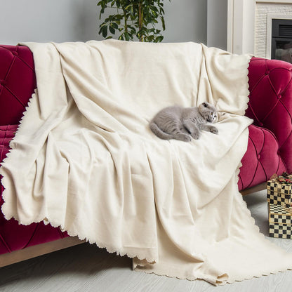 Kaymaz Koltuk Örtüsü Çift Taraflı Mikrofiber Şönil 175x350 cm XL- Ekru – Kedi Köpek ve Çocuk Dostu