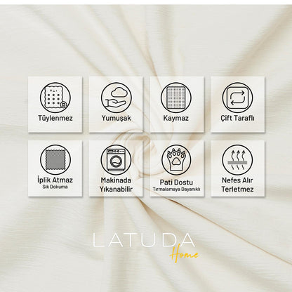 Kaymaz Koltuk Örtüsü Çift Taraflı Mikrofiber Şönil 175x350 cm XL- Ekru – Kedi Köpek ve Çocuk Dostu