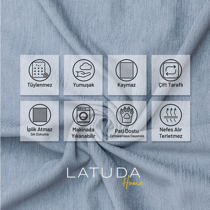 Kaymaz Koltuk Örtüsü Çift Taraflı Mikrofiber Şönil 175x350 cm XL- Gri – Kedi Köpek ve Çocuk Dostu