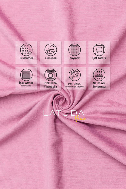 Kaymaz Koltuk Örtüsü Çift Taraflı Mikrofiber Şönil 175x350 cm XL- Gül Kurusu – Kedi Köpek ve Çocuk Dostu