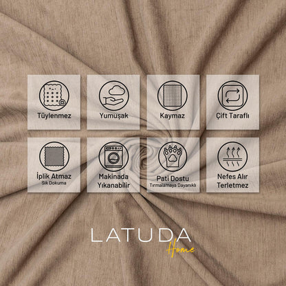 Kaymaz Koltuk Örtüsü Çift Taraflı Mikrofiber Şönil 175x350 cm XL- Kapuçino – Kedi Köpek ve Çocuk Dostu