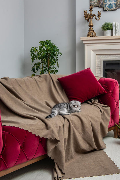 Kaymaz Koltuk Örtüsü Çift Taraflı Mikrofiber Şönil 175x350 cm XL- Kapuçino – Kedi Köpek ve Çocuk Dostu
