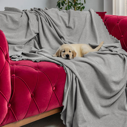 Kaymaz Koltuk Örtüsü Çift Taraflı Mikrofiber Şönil 175x350 cm XL- Kurşun – Kedi Köpek ve Çocuk Dostu