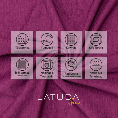 Kaymaz Koltuk Örtüsü Çift Taraflı Mikrofiber Şönil 175x350 cm XL- Mürdüm – Kedi Köpek ve Çocuk Dostu