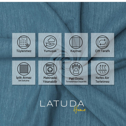 Kaymaz Koltuk Örtüsü Çift Taraflı Mikrofiber Şönil 175x350 cm XL- Petrol – Kedi Köpek ve Çocuk Dostu