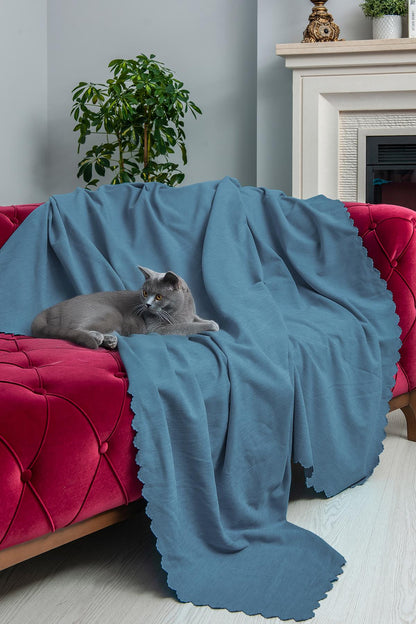 Kaymaz Koltuk Örtüsü Çift Taraflı Mikrofiber Şönil 175x350 cm XL- Petrol – Kedi Köpek ve Çocuk Dostu