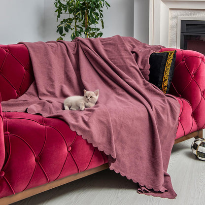 Kaymaz Koltuk Örtüsü Çift Taraflı Mikrofiber Şönil 175x350 cm XL- Rose – Kedi Köpek ve Çocuk Dostu