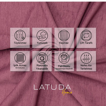 Kaymaz Koltuk Örtüsü Çift Taraflı Mikrofiber Şönil 175x350 cm XL- Rose – Kedi Köpek ve Çocuk Dostu