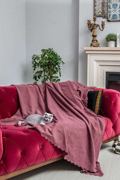 Kaymaz Koltuk Örtüsü Çift Taraflı Mikrofiber Şönil 175x350 cm XL- Rose – Kedi Köpek ve Çocuk Dostu