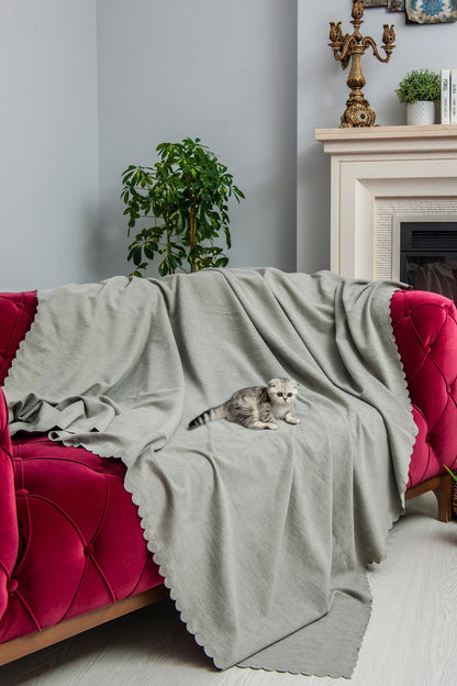Kaymaz Koltuk Örtüsü Çift Taraflı Mikrofiber Şönil 175x350 cm XL- Taş – Kedi Köpek ve Çocuk Dostu