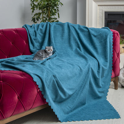 Kaymaz Koltuk Örtüsü Çift Taraflı Mikrofiber Şönil 175x350 cm XL- Turkuaz – Kedi Köpek ve Çocuk Dostu