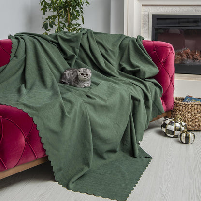 Kaymaz Koltuk Örtüsü Çift Taraflı Mikrofiber Şönil 175x350 cm XL- Yeşil – Kedi Köpek ve Çocuk Dostu