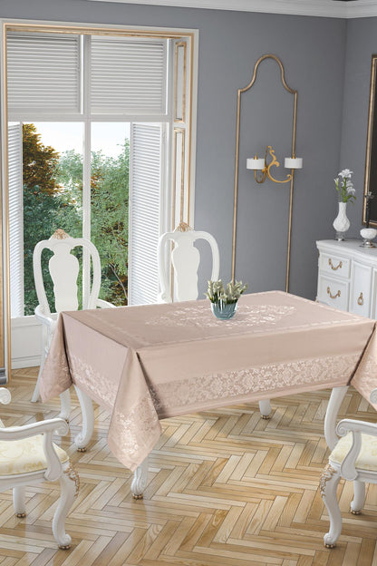LA8127 Gold Etamin Damask Leke Tutmaz Masa Örtüsü