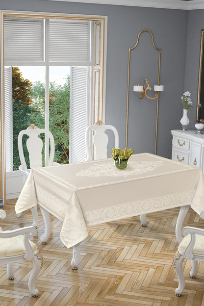 LA8127 Gold Etamin Damask Leke Tutmaz Masa Örtüsü