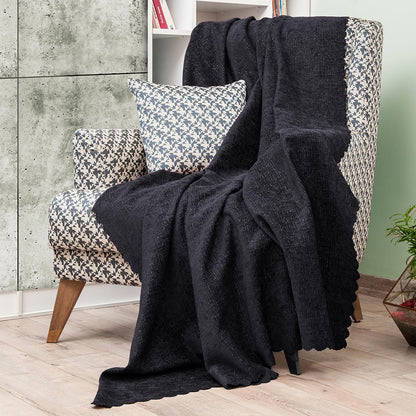 Latuda - Şönil Jakarlı Desen Kaymaz Çekyat Örtüsü ve Koltuk Şalı