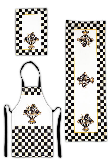 Mackenzie Kabak Desenli 3'lü Mutfak Seti - Runner, Fırın Örtüsü ve Mutfak Önlüğü HEDİYELİK-LTD365